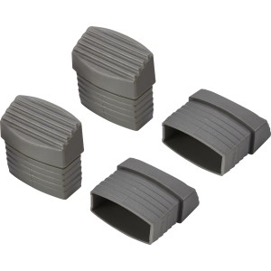 Fußkappen für Stapelstuhl Amarillo, 4er-Set aus grauem Kunststoff.