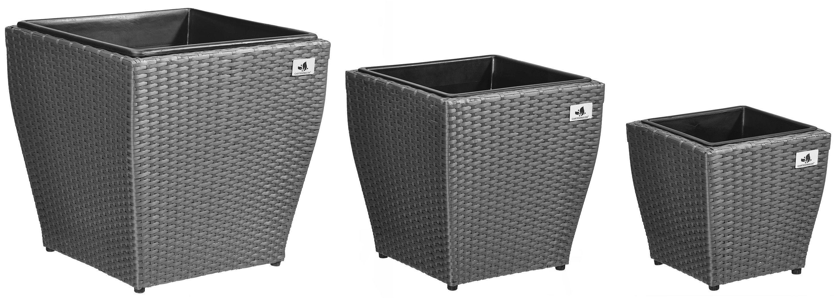 Gartenfreude Pflanzkübel Polyrattan Grau Größe L 3erSet kaufen bei OBI