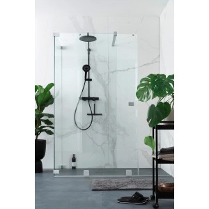 Schöner Wohnen Walk-In Dusche mit Seitenwand, silbermatte Beschläge, 110x120x200 cm.