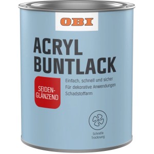 OBI Acryl Buntlack Silbergrau, seidenglänzend, 500ml Dose. Für Innen- und Außenbereich.