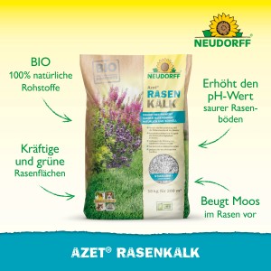 Neudorff Azet Rasenkalk 10 kg im Sack: Rasenkalk zur pH-Wert Regulierung und Förderung des Rasenwachstums.