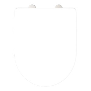 Weißer Schütte WC-Sitz D-Form Pro 7 aus Duroplast mit Absenkautomatik.