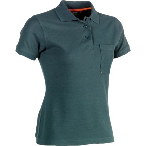 Grünes Herock Damen Polo-Shirt Freya, kurzärmlig, mit Brusttasche. Arbeitskleidung.