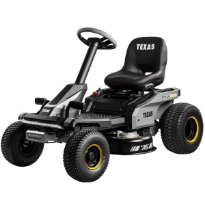 Texas Akku-Rasentraktor Epsilon R7600Li, 76 cm Schnittbreite, ideal für große Rasenflächen.