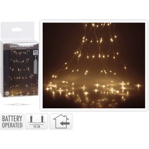 LED Lichterkette Schweif mit 80 warmweißen LEDs an Silberdraht für den Innenbereich.