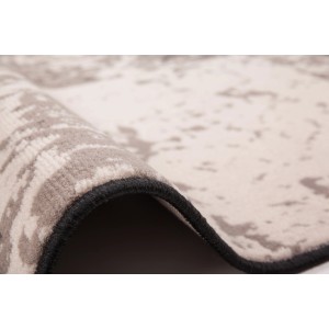 Detailansicht: Grau-elfenbeinfarbener Teppich Moda 2210, 80x150 cm, Flachflor.