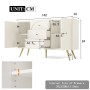 okwish Kommode mit Türen Schubladen Wohnzimmer Schlafzimmer 84x140x40cm Cremeweiß_5