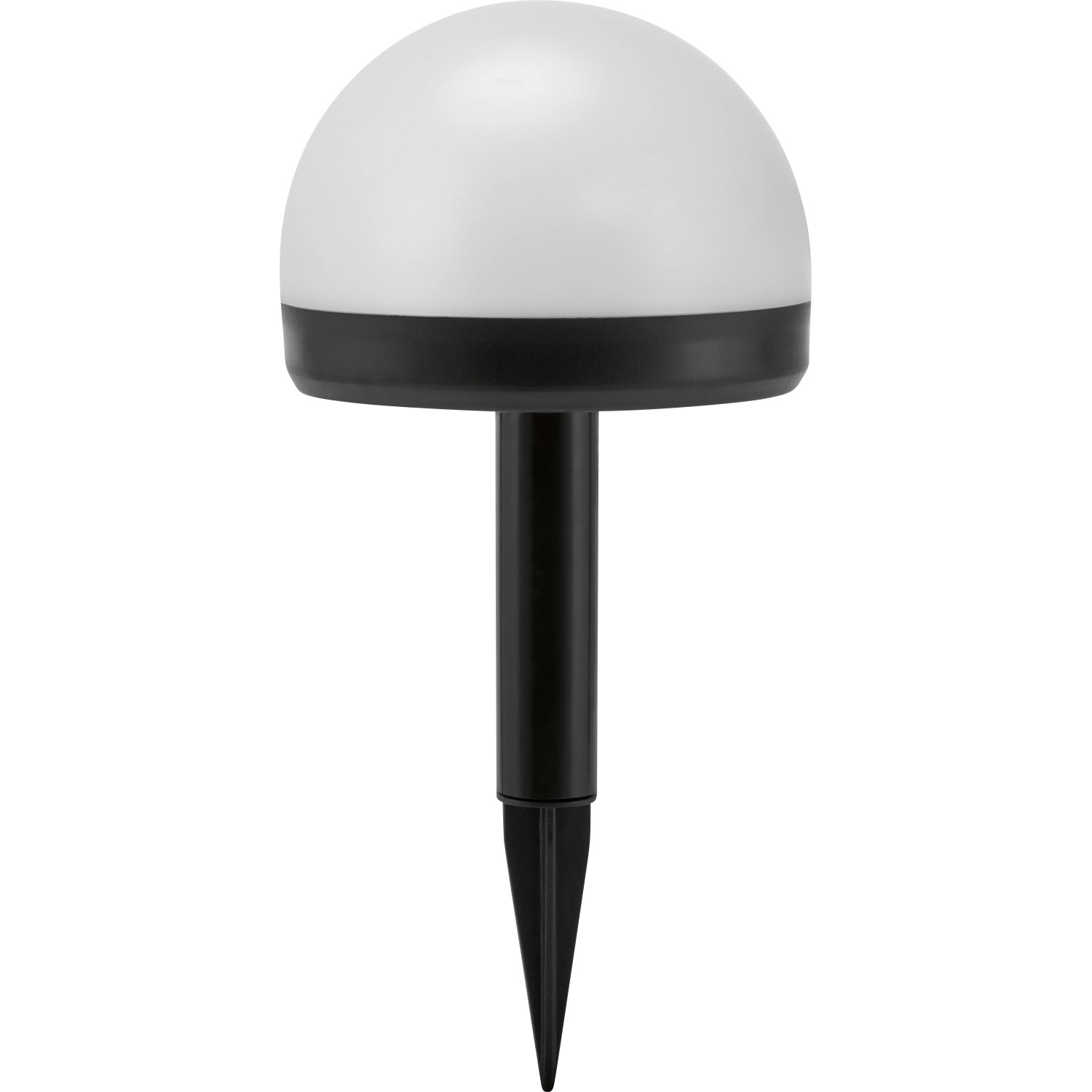 LED Solar-Bodenleuchte Sisto, 4er-Set. Kuppelförmige Gartenleuchte mit Erdspieß, weiße LEDs.