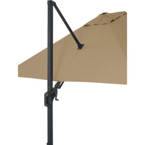 Detailaufnahme: Taupefarbener Siena Garden Ampelschirm 300x300 cm mit Kurbel.