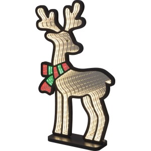 LED-Spiegellicht Rentier mit 210 mehrfarbigen LEDs, Timer und Kabelbetrieb für Außen-Weihnachtsdekoration.