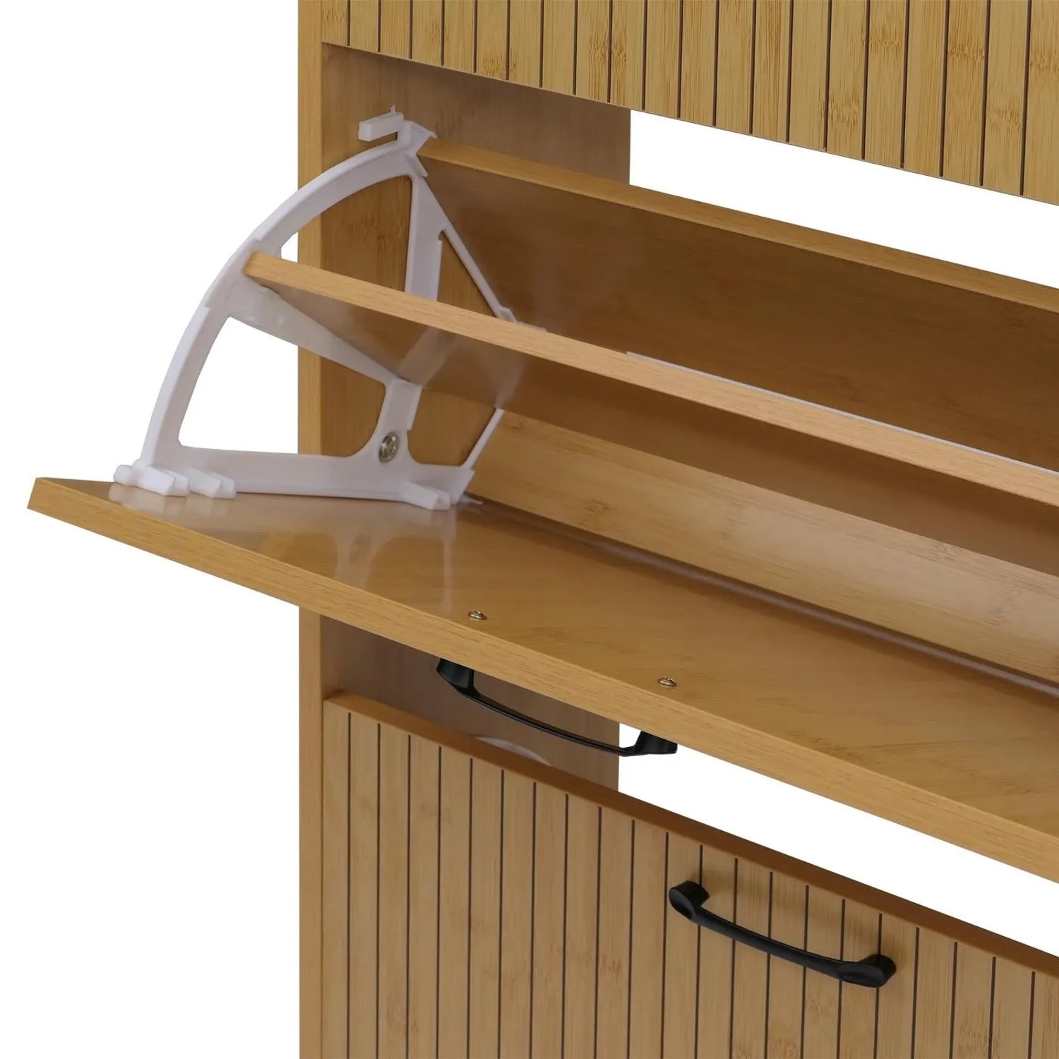 MCW Schuhkipper P48 3 Kippfcher Ablage MDF Melamin 125x60x25cm Bambus-Optik  kaufen bei OBI