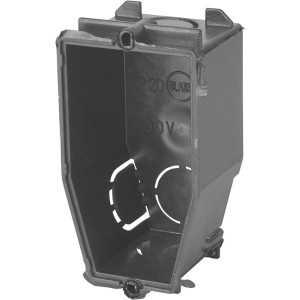 Schwarze Wandauslassdose inklusive Deckel, IP20, für Aufputzmontage von Wandleuchten.