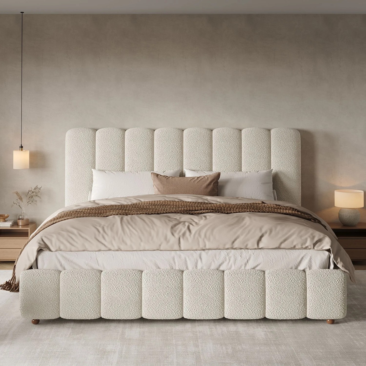 okwish Polsterbett 160x200cm mit Großem Stauraum Schlafzimmer Weiß ohne Matratze_4