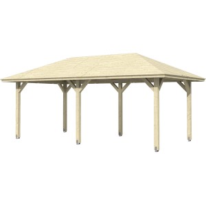 Unbehandelter Holz-Pavillon Orleans 1 von Skan Holz, 294x576 cm, für den Garten.