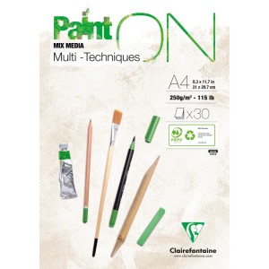 Clairefontaine Block PaintON A4 30 Blatt 250 g Weiß