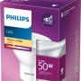 Philips LED GU10 Leuchtmittel, 4,7W, warmweiß, in Produktverpackung.