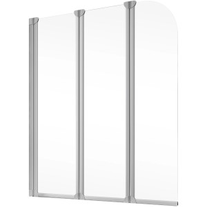Schulte 3-teiliger Badewannenaufsatz, 125x140cm, Echtglas klar hell, Alunatur.