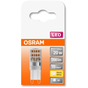 Osram G9 LED-Leuchtmittel, 1,9 W, warmweiß, 200 lm. Kompakte LED Lampe für G9 Fassung.