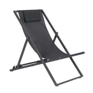 Grauer Liegestuhl Taylor mit Kopfkissen für Garten & Terrasse.