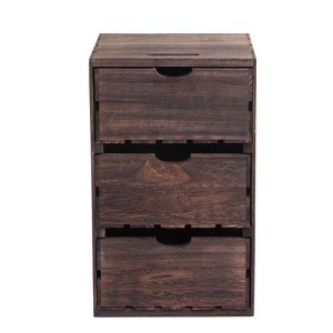 Braune MCW Kommode C62 mit 3 Schubladen aus Holz im Shabby-Look