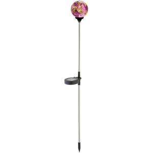 OBI LIGHTING LED-Solarspieß Cori Mosaik Lila-Grün aus Edelstahl und Glas.