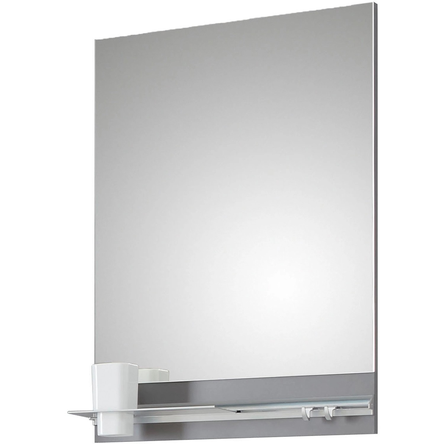 Pelipal Spiegel Quickset 357, 70x50 cm, mit Ablage und Hakenleiste in Quarzgrau Matt.