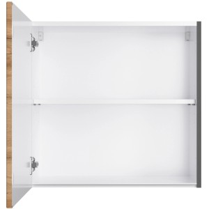 Offener Held Möbel Küchen-Hängeschrank Turin, 60 cm, Wotaneiche/Graphit, mit Einlegeboden.