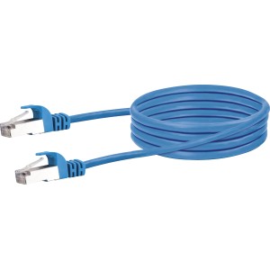 Blaues Schwaiger CAT 6 Netzwerkkabel, 0,5 m, mit RJ45 Stecker für schnelle Datenübertragung.