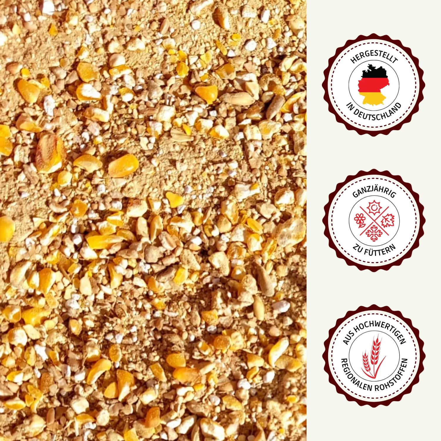 Supravit Legemehl für Hühner: gelb-braunes Granulat, in Deutschland hergestellt, ganzjährig fütterbar.