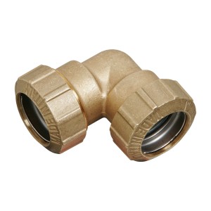 Winkel 90 Grad für PE Rohr 32 mm (1 1/4") Messing