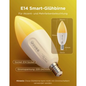 Govee Smart LED-Leuchtmittel RGBWW B600C E14 2er-Set