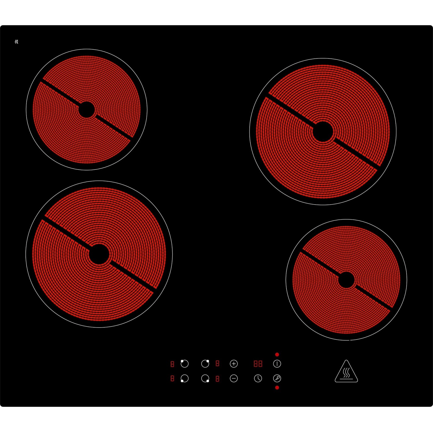 Respekta Glaskeramikkochfeld für Einbauküche, 4 Kochzonen, Touch Control, rahmenloses Design.