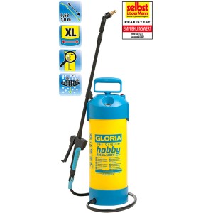 Gloria Drucksprühgerät Hobby Exclusiv: Gelb-blaues Gartensprühgerät mit Teleskop-Sprührohr.
