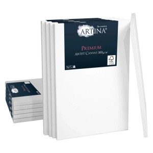 10er Pack Artina Premium Keilrahmen, 40x40 cm, weiße Leinwand, ideal für Künstlerbedarf.