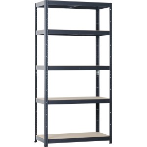 Pulverbeschichtetes Metall-Schwerlastregal HEAVY mit 5 Böden, 180x90x40 cm.