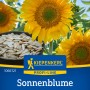 Kiepenkerl Sonnenblume Snack Saatgut mit gelben Blüten und Sonnenblumenkernen.