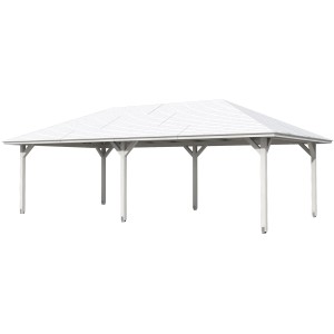 Weißer Holz-Pavillon Orleans 3 von Skan Holz, 424x836 cm, ideal für den Garten.
