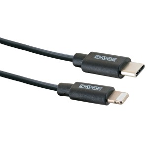 Schwaiger Lightning-Kabel, schwarz, 0,5 m, mit USB-C und Lightning Anschluss zum Laden und Synchronisieren.