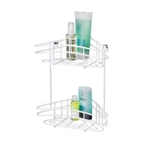 Wenko Eckregal Classic Plus mit 2 Etagen, weiß, zur Bad- und WC-Aufbewahrung.