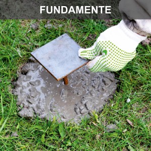 Punktfundament mit Erdanker setzen. Baumaschine für Fundamente.