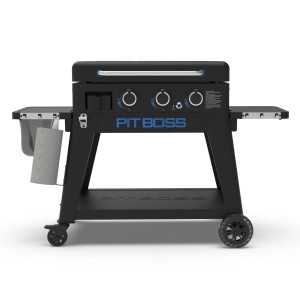 Pit Boss Gasgrill Plancha Ultimate Lift-Off, 3-Brenner, Schwarz. Grill mit Ablagen und Rollen.