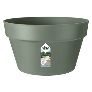 Grüne Elho Blumentopfschale Loft Urban, Ø 35 cm, ideal für Balkon und Terrasse.