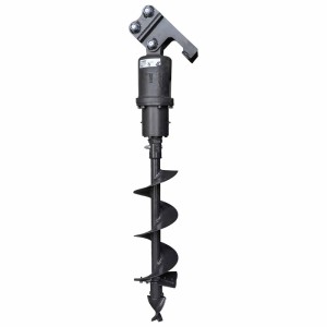 Schwarzer Zipper Erdlochbohrer ZI-MBG1000DELB für Baumaschinen. Robuster Bohrer mit Spiralschnecke.