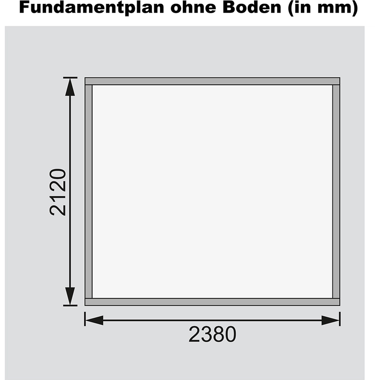 Grundriss Karibu Gartenhaus Sölve, 238x213 cm, ohne Boden.