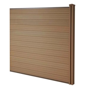 MCW WPC-Sichtschutz Savoie, Erweiterungselement in Teak mit WPC-Pfosten.