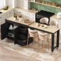 okwish Kücheninsel mit Rollen Schubladen Ausziehbarer Essbereich 112-186.8x45x93cm Schwarz_3