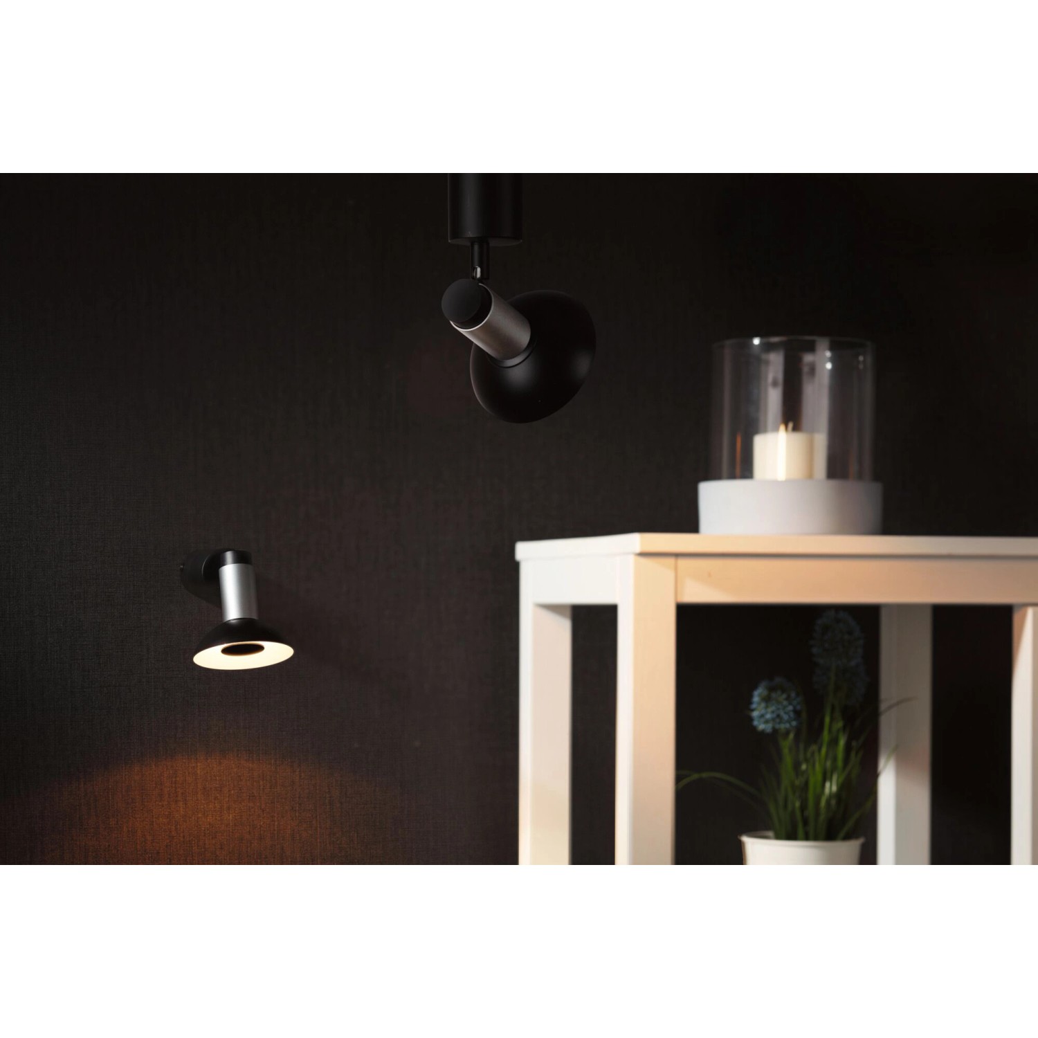 Paulmann Runa Wandlampe/Deckenleuchte, schwarz-anthrazit, mit schwenkbarem Spotkopf.