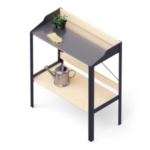 Upyard Pflanztisch Modern aus Nadelholz, 80x38.5x92cm, mit Metallplatte, Gießkanne und Gartenhandschuhen.