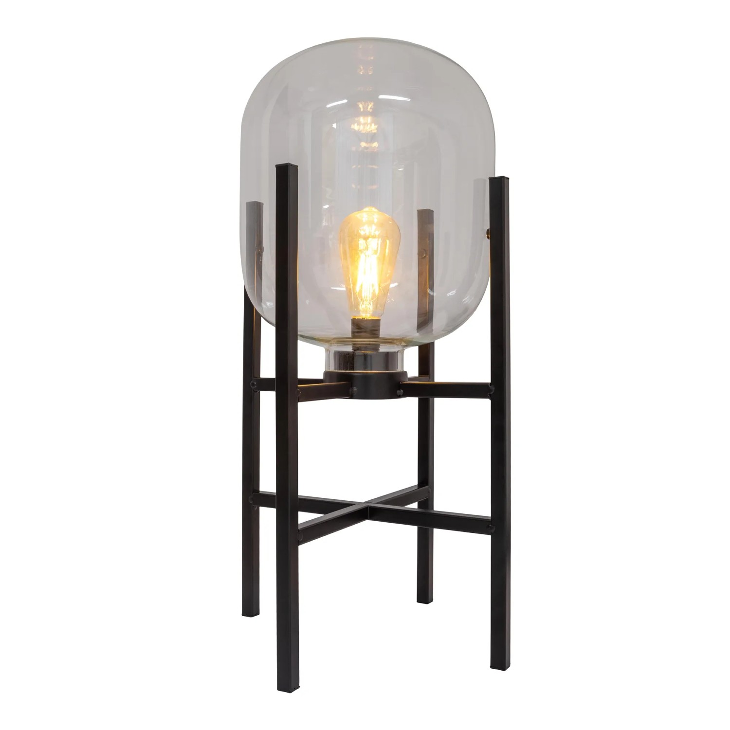 Näve LED-Akku-Sockelleuchte Lora, schwarz, mit klarem Glas, 58 cm hoch. Design-Tischlampe.