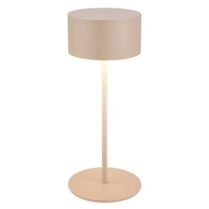 Beige LED-Tischleuchte KIRA mit Akku, dimmbar und für Innen- & Außenbereich geeignet.
